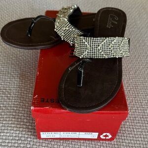 Celeste Black and Silver Beaded Sandals